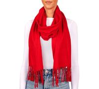 BRUBAKER «Cashmirillo Bufanda - 30/40 x 180 cm de largo, ligera, cálida y acogedora - Otoño e invierno - Estola paño con flecos para hombre y mujer - Colores lisos, rojo, Talla única