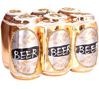 BRUBAKER Cerveza en Lata Six-Pack Gold - Vidrio Pintado a Mano Bola de Navidad - Boca Soplada Figuras de Decoración del arbol de Navidad Decoración Divertida Colgante Bola de arbol - 8 cm