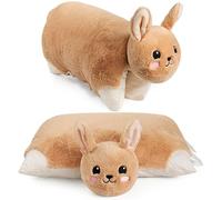 BRUBAKER Cojín de Peluche Conejito - 2 en 1 Peluche y Cojín de Peluche - Conejito de Peluche 40 x 30 cm - Cojín de Peluche para Niños Plegable con Velcro - Cojín Animal Conejito Peluche - Marrón