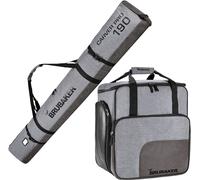 BRUBAKER Conjunto Carver Performance - Bolsa para Botas y Casco de ski Junto para 1 par de esquís + Bastones + Botas + Casco - Gris Negro - 190 cm