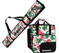 BRUBAKER Conjunto CarverSpotlight - Bolsa para Botas y Casco de ski Junto para 1 par de esquís + Bastones + Botas + Casco - Flamingos - 170 cm