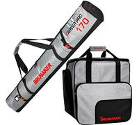 BRUBAKER Conjunto CarverTec Pro - Bolsa para Botas y Casco de ski Junto para 1 par de esquís + Bastones + Botas + Casco - Rojo Plateado - 170 cm