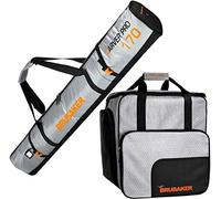 BRUBAKER Conjunto CarverTec Pro - Bolsa para Botas y Casco de ski Junto para 1 par de esquís + Bastones + Botas + Casco - Naranja Plateado - 170 cm