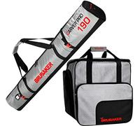 BRUBAKER Conjunto CarverTec Pro - Bolsa para Botas y Casco de ski Junto para 1 par de esquís + Bastones + Botas + Casco - Rojo Plateado - 190 cm