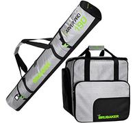 BRUBAKER Conjunto CarverTec Pro - Bolsa para Botas y Casco de ski Junto para 1 par de esquís + Bastones + Botas + Casco - Verde Plata - 190 cm