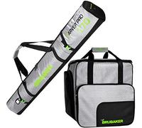 BRUBAKER Conjunto CarverTec Pro- Bolsa para Botas y Casco de ski Junto para 1 par de esquís + Bastones + Botas + Casco - Verde Plateado - 170 cm