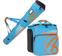 BRUBAKER Conjunto 'Super Champion 2.0' Bolsa para Botas y Casco de ski Junto a 'Carver Champion 2.0' Bolsa para un par de Ski - Azul/Naranja - 190 cms.