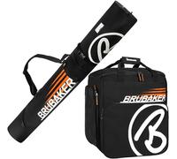BRUBAKER Conjunto 'Super Champion' Bolsa para botas y Casco de ski junto a 'Carver Champion' Bolsa para un par de Ski - Negro / Naranja - 190 cms.