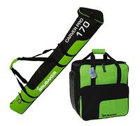 BRUBAKER Conjunto 'Super Function 1.0' Bolsa para Botas y Casco de ski Junto a 'Carver Pro 1.0' Bolsa para un par de Ski - Verde/Negro - 170 cms.
