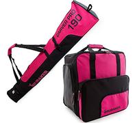 BRUBAKER Conjunto 'Super Function 2.0' Bolsa para Botas y Casco de ski Junto a 'Carver Pro 2.0' Bolsa para un par de Ski - Rosa/Negro - 170 cms. ó 190 cms.