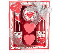 BRUBAKER Cosmetics 5-Pcs. Set de Baño y Ducha Fresa Sweet Love - Set de Cuidado de Regalo con Diseño de Flores - Idea de Regalo para Mujeres y Hombres - Rosa