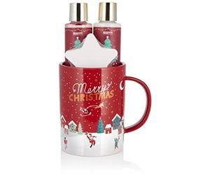 BRUBAKER Cosmetics Set de Baño y Ducha Fragancia de Bayas de Invierno - Set de Regalo de 4 Piezas en un Vaso grande - Set de Navidad para Mujeres y Hombres