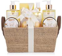 BRUBAKER Cosmetics Set de Baño y Ducha "Vainilla Rose Mint" - Fragancia de Menta rosa Vainilla - 9 piezas Kit en Estuche con Asas - Set de Regalo para Mujer - Wellness Beauty Spa Kit