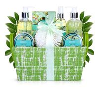 BRUBAKER Cosmetics Set de Baño y Ducha "White Tea & Ginger" - Té blanco y Fragancia de Jengibre - Set de regalo de Mujer de 9 piezas en caja con asa - Kit de Beauty Spa