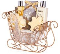 BRUBAKER Cosmetics - Set de cuidado de 6 piezas - Maravilla de invierno - Set de regalo de belleza - perfume de vainilla - con trineo de brillo dorado