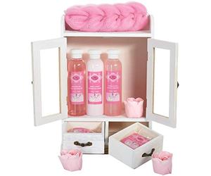 BRUBAKER Cosmetics - Set de Regalo de Baño y Cuidado - Leche de Arroz & Flores de Cerezo - Vegano - en Armario de Madera Vintage Blanco