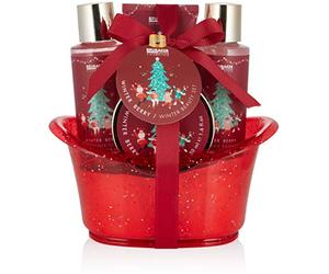 BRUBAKER Cosmetics Set de Regalo para Baño y Ducha Fragancia de Bayas de Invierno - Set de Cuidado de 5 Piezas en Bañera Decorativa Navidad - Set de Navidad para Mujeres y Hombres