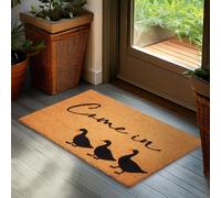 BRUBAKER Estera para Exterior e Interior - Come In - 45 x 75 cm Que Atrapa la Suciedad de 100% Fibra de Coco con Gansos - Estera Impermeable y Antideslizante para Puerta de Entrada y Terraza - Marrón