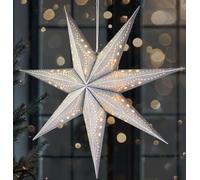 BRUBAKER Estrella de Navidad 3D para Colgar - Estrella de Papel LED con Temporizador - Estrella de Adviento de 60 cm con Diseño Moderno - Funciona con Pilas - Decoración Navideña - Plateada