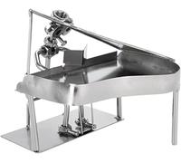 BRUBAKER Figura de pianista de tornillo con piano de cola, hierro hecho a mano, pianista de metal, decoración musical, regalo para músico