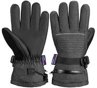 BRUBAKER Guantes de Esquí Impermeables y Resistentes al Viento con Bolsillo de Cremallera - Guantes de Invierno - Guantes de Snowboard Extra Cálidos - Guantes Térmicos para Esquiar - Antracita M/L