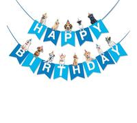 BRUBAKER Guirnalda de feliz cumpleaños con perros, cadena de banderín de decoración de cumpleaños, decoración de pancarta de fiesta de animales, guirnalda de decoración de cumpleaños para mesa de