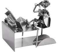 BRUBAKER Hombre de Tornillo PC Trabajador de Oficina con Tarjetero - Figura de Hierro Hecha a Mano Hombre de Metal - Regalo para Empresarios, Oficinistas y Colegas