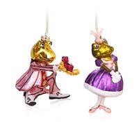 BRUBAKER Juego de 2 bolas para árbol de Navidad, diseño de rana, pareja de enamorados, príncipe y princesa, pintadas a mano, petición del príncipe y rana, decoración para el árbol de Navidad