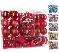 BRUBAKER Juego de 77 Piezas Bolas de Navidad Decoración del árbol de Navidad Rojo/Plata