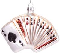 BRUBAKER Juego de Cartas - Bola de Navidad de Vidrio Pintado a Mano - Boca Soplada Figuras de Decoración del arbol de Navidad Decoración Divertida Colgante Bola de arbol - 11,5 cm