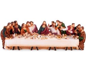 BRUBAKER La Última Cena - Jesús y Sus 12 Discípulos a la Mesa - Figura de Navidad de 36 cm con Figuras de Poliresina Pintadas a Mano - Escena de la Última Cena Decoración de Navidad y de Mesa