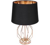 BRUBAKER Lámpara de Mesa o de Noche Patrón de Cuadrícula Vintage - Lámpara de Mesa Moderna con Base de Metal - 45 cm de Altura, Oro Negro