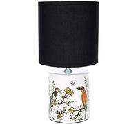 BRUBAKER Lámpara de Mesa o Mesita de Noche Diseño Pájaro Asiático - Lámpara China con Base de Cerámica - 29,5 cm de Altura, Blanco Negro