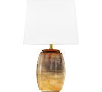 BRUBAKER Lámpara de Mesita de Noche - 38 Cm - Dorada - Pie de Cerámica - Pantalla de Algodón Blanco
