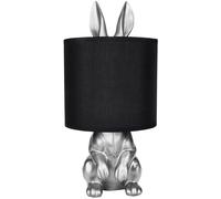 BRUBAKER Lámpara de Sobremesa o Mesilla Conejo Dorado - Lámpara de Sobremesa con Base de Cerámica y Pantalla de Tela - 42 cm de Altura, Negro Plata