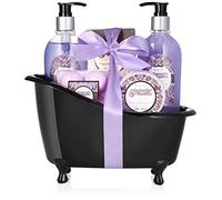 BRUBAKER 'Lavender Vanille Love' Set de regalo de baño con bañera negro, 9 piezas