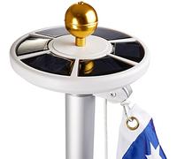 BRUBAKER Luz Solar para Asta de Bandera con Punta de Bola Dorada de Aluminio para Rosca M12 con 26 Leds - Iluminación para Asta de Bandera con Energía Solar para Camping y Jardín