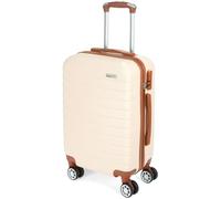 BRUBAKER Maleta de Mano Paris - Trolley Maleta de Viaje con Cerradura Numérica, 4 Ruedas y Cómodas Asas - 37 x 56 x 22 cm - Trolley ABS Duro (M - Blanco Crema y Marrón Claro)