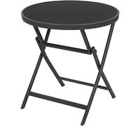 BRUBAKER Mesa Auxiliar o de Comedor Milano - Mesa de Cristal Redonda Plegable como Mesa de Jardín - 70 cm de Diámetro - Metallo - Resistente a la Intemperie (Antracita)