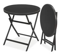 BRUBAKER Mesa Auxiliar o de Comedor Milano - Resistente a la Intemperie | Mesa de Cristal Redonda Plegable como Mesa de Jardín - 70 cm de Diámetro - Metallo - Antracita