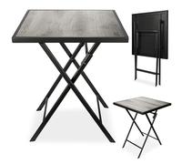 BRUBAKER Mesa de Jardín Bergamo - Tabla de Balcón 58 x 58 cm Impermeable de Metal con Aspecto de Madera - Mesa Plegable para Balcón, Terraza - Gris