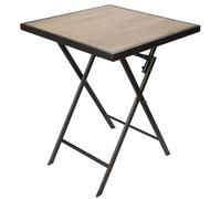 BRUBAKER Mesa de Jardín Bergamo - Tabla de Balcón 58 x 58 cm Impermeable de Metal con Aspecto de Madera - Mesa Plegable para Balcón, Terraza - Marrón