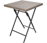 BRUBAKER Mesa de Jardín Toskana - Mesa de Balcón 58 x 58 cm Impermeable - Mesa Auxiliar Plegable de Poliratán y Metal - Mesa de Camping Cuadrada para Balcón, Terraza - Mesa Bistro - Gris Marrón