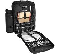 BRUBAKER Mochila de Picnic para 4 Personas Color Negro 30 × 39 X 21 Cm - con Compartimento Refrigerante Aislado Extraíble y Portabotellas