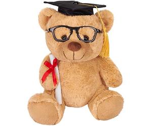 BRUBAKER Oso de Peluche con Gafas, Diploma y Sombrero Doctoral - Peluche para la Graduación, el Instituto o la Universidad - 25 cm - Marrón Claro