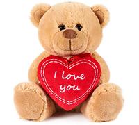 BRUBAKER Oso/Osito de Peluche con 'I Love You' de corazón - 25 cm - Marrón