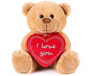 BRUBAKER Oso/Osito de Peluche con 'I Love You' de corazón - 25 cm - Marrón