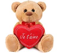 BRUBAKER Oso/Osito de Peluche con 'Je T'Aime' de corazón - 35 cm - Marrón