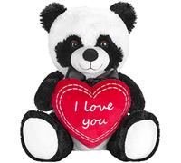 BRUBAKER Oso Panda de Peluche Con Corazón Rojo - Te Quiero - 25 cm - Negro y Blanco