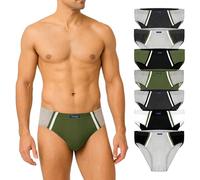 BRUBAKER Pack de 7 Slips de Deporte para Hombre de Algodón - Pantalones Retro sin Abertura - Ropa Interior Masculina para Diario y Deporte - Mix de Colores Oliva, Negro, Gris, Blanco - Talla XL